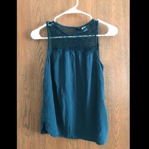 High neck teal tank top
